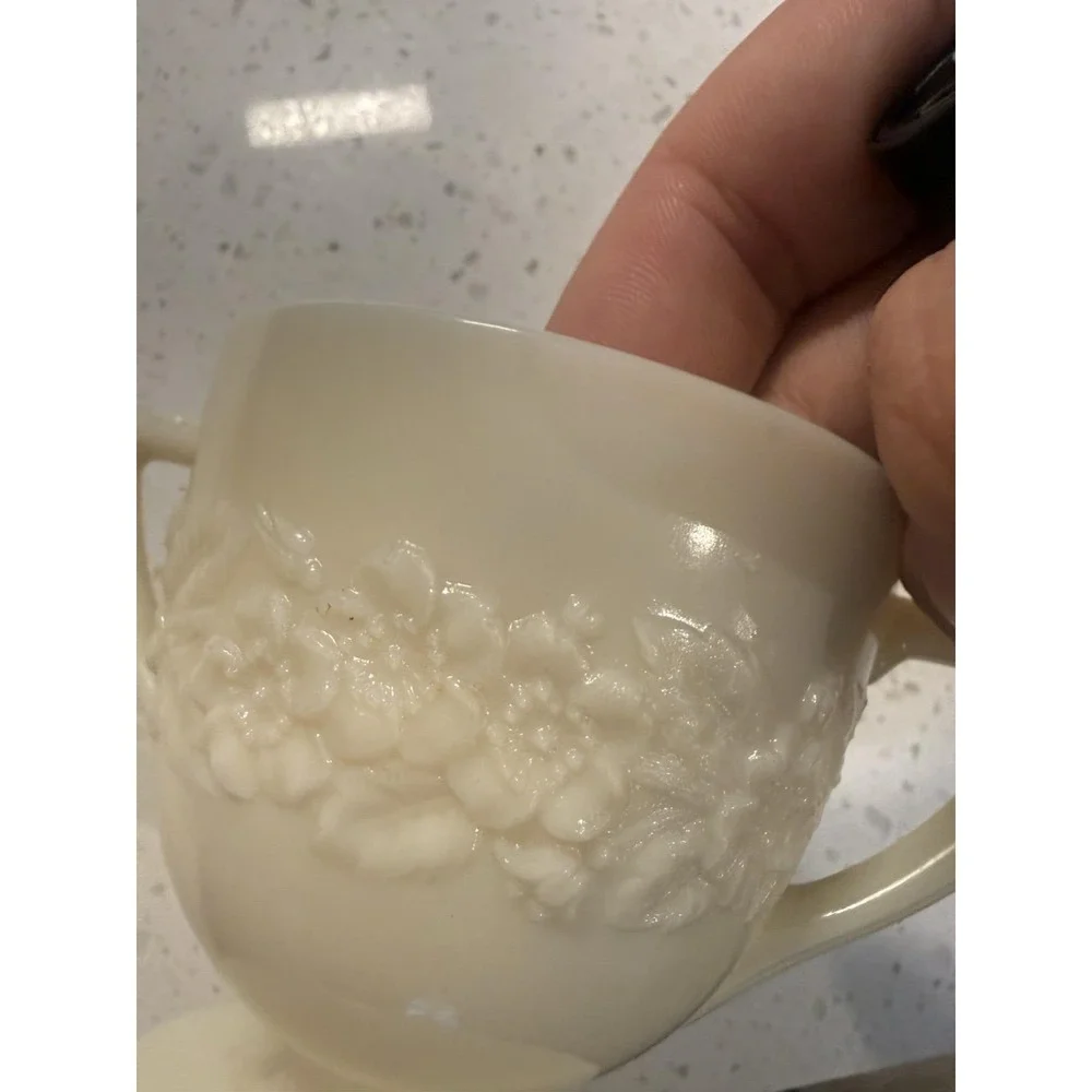 Indiana Custard Creamer And Sugar Uranium Depression Custard Glass